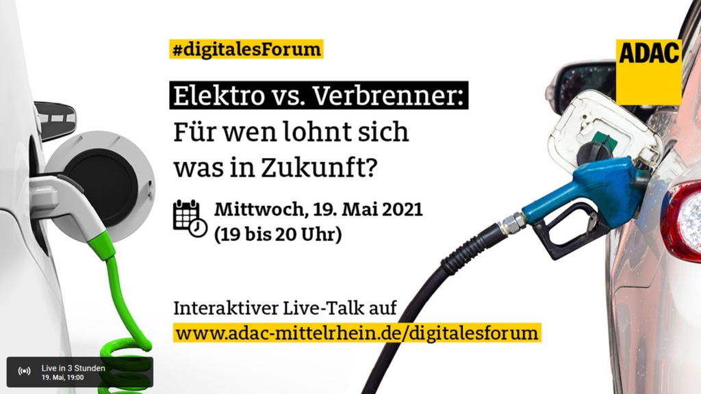 ADAC: Interatktiver Live-Talk zum Thema Elektro vs. Verbrenner: Für wen lohnt sich was in Zukunft?